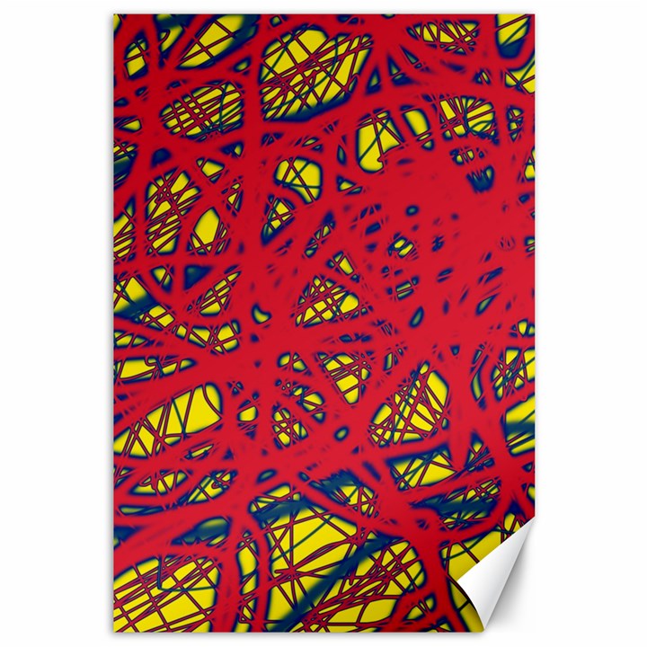 Yellow and red neon design Canvas 12  x 18  