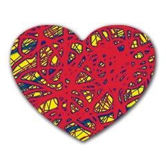 Yellow And Red Neon Design Heart Mousepads