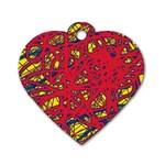 Yellow and red neon design Dog Tag Heart (Two Sides) Front