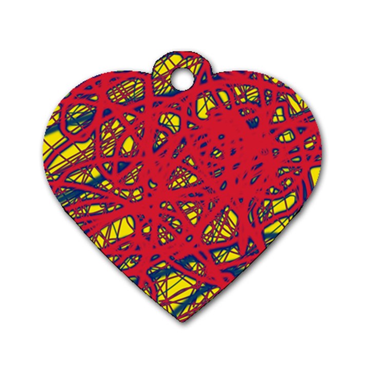 Yellow and red neon design Dog Tag Heart (Two Sides)