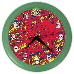 Yellow And Red Neon Design Color Wall Clocks by Valentinaart