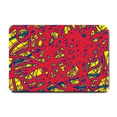 Yellow And Red Neon Design Small Doormat 