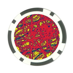 Yellow And Red Neon Design Poker Chip Card Guards