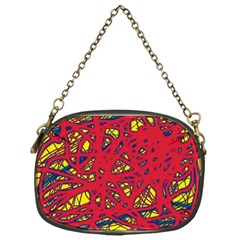 Yellow And Red Neon Design Chain Purses (one Side) 