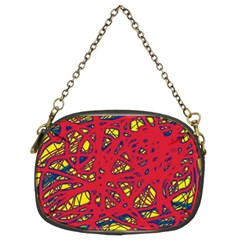 Yellow And Red Neon Design Chain Purses (two Sides) 