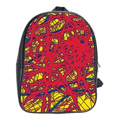 Yellow And Red Neon Design School Bags(large) 