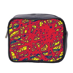 Yellow And Red Neon Design Mini Toiletries Bag 2-side by Valentinaart