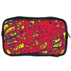 Yellow And Red Neon Design Toiletries Bags