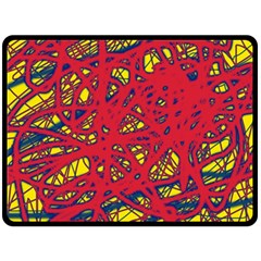 Yellow And Red Neon Design Fleece Blanket (large) 