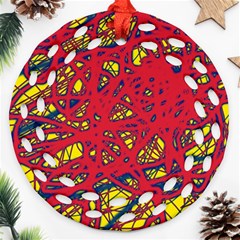 Yellow And Red Neon Design Ornament (round Filigree) 