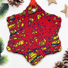 Yellow And Red Neon Design Ornament (snowflake) 