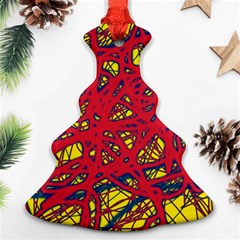 Yellow And Red Neon Design Ornament (christmas Tree)