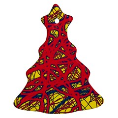 Yellow And Red Neon Design Christmas Tree Ornament (2 Sides)