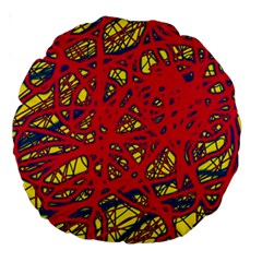 Yellow And Red Neon Design Large 18  Premium Round Cushions by Valentinaart