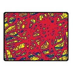 Yellow And Red Neon Design Double Sided Fleece Blanket (small) 