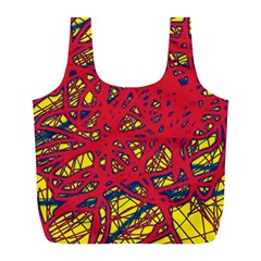 Yellow And Red Neon Design Full Print Recycle Bags (l)  by Valentinaart