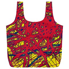 Yellow And Red Neon Design Full Print Recycle Bags (l)  by Valentinaart