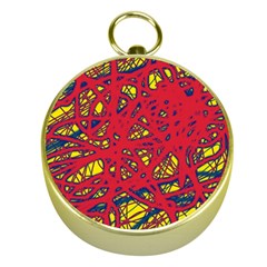 Yellow And Red Neon Design Gold Compasses