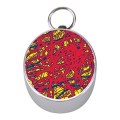 Yellow And Red Neon Design Mini Silver Compasses