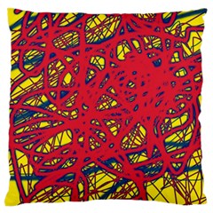 Yellow And Red Neon Design Large Flano Cushion Case (one Side)