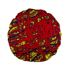 Yellow And Red Neon Design Standard 15  Premium Flano Round Cushions