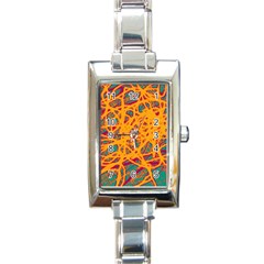 Orange Neon Chaos Rectangle Italian Charm Watch by Valentinaart