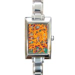 Orange neon chaos Rectangle Italian Charm Watch Front