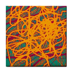 Orange Neon Chaos Tile Coasters