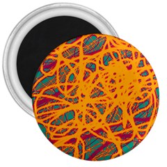 Orange Neon Chaos 3  Magnets by Valentinaart