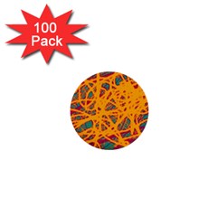 Orange Neon Chaos 1  Mini Buttons (100 Pack) 