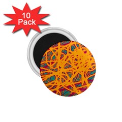 Orange Neon Chaos 1 75  Magnets (10 Pack)  by Valentinaart