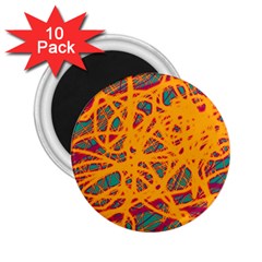 Orange Neon Chaos 2 25  Magnets (10 Pack)  by Valentinaart