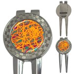 Orange neon chaos 3-in-1 Golf Divots Front