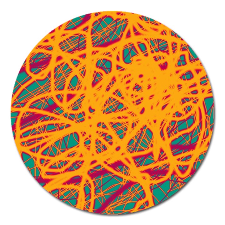 Orange neon chaos Magnet 5  (Round)