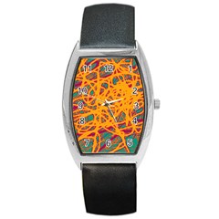 Orange Neon Chaos Barrel Style Metal Watch