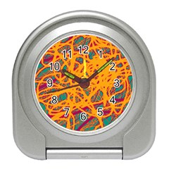 Orange Neon Chaos Travel Alarm Clocks