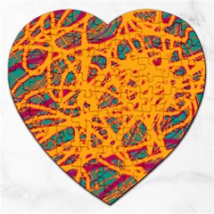 Orange Neon Chaos Jigsaw Puzzle (heart)