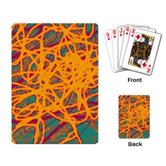 Orange Neon Chaos Playing Card