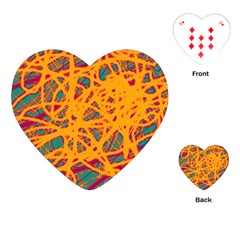 Orange Neon Chaos Playing Cards (heart) 