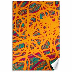 Orange Neon Chaos Canvas 12  X 18   by Valentinaart