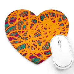 Orange Neon Chaos Heart Mousepads