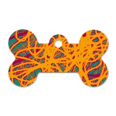 Orange Neon Chaos Dog Tag Bone (one Side)