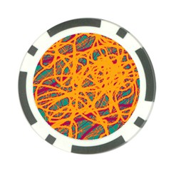 Orange Neon Chaos Poker Chip Card Guards