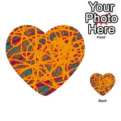 Orange Neon Chaos Multi-purpose Cards (heart)  by Valentinaart