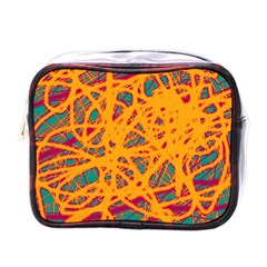 Orange Neon Chaos Mini Toiletries Bags by Valentinaart