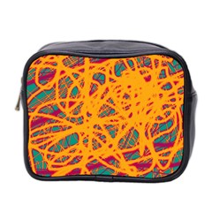 Orange Neon Chaos Mini Toiletries Bag 2-side by Valentinaart