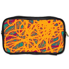 Orange Neon Chaos Toiletries Bags by Valentinaart