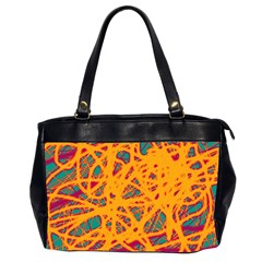 Orange Neon Chaos Office Handbags (2 Sides)  by Valentinaart