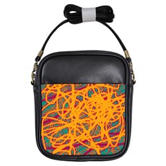 Orange Neon Chaos Girls Sling Bags