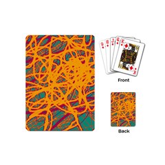 Orange Neon Chaos Playing Cards (mini)  by Valentinaart